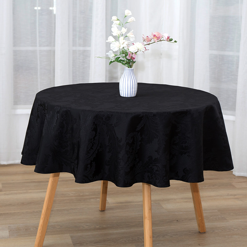 R160cm Geométrique gris circulaire jacquard nappe
