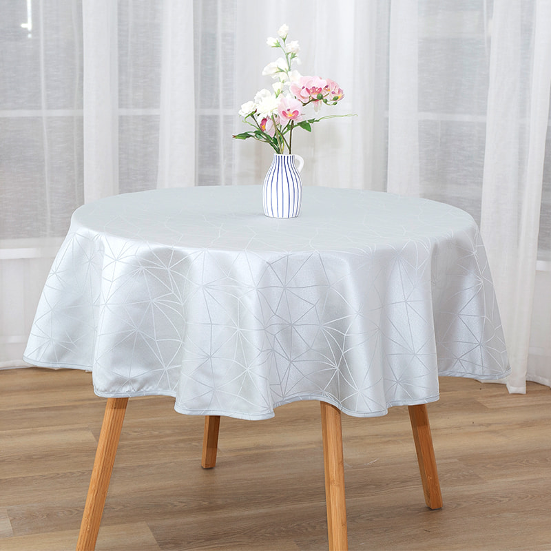 R160cm Geométrique gris circulaire jacquard nappe