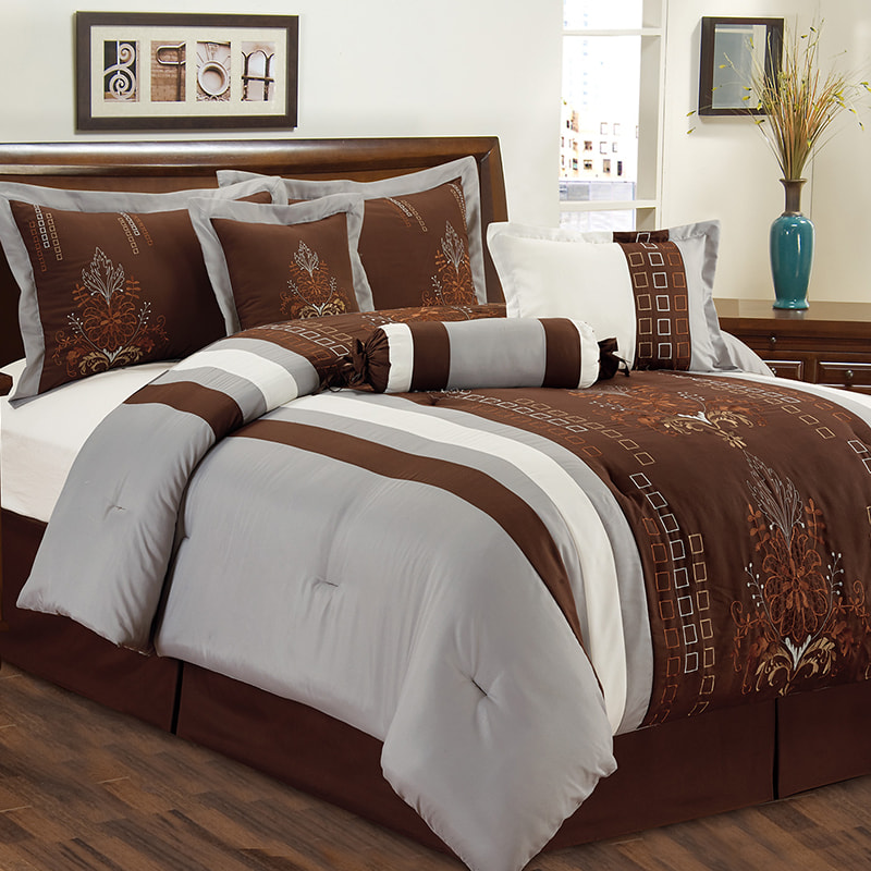 Couette brodée de victoria bronzage bronzé brodé