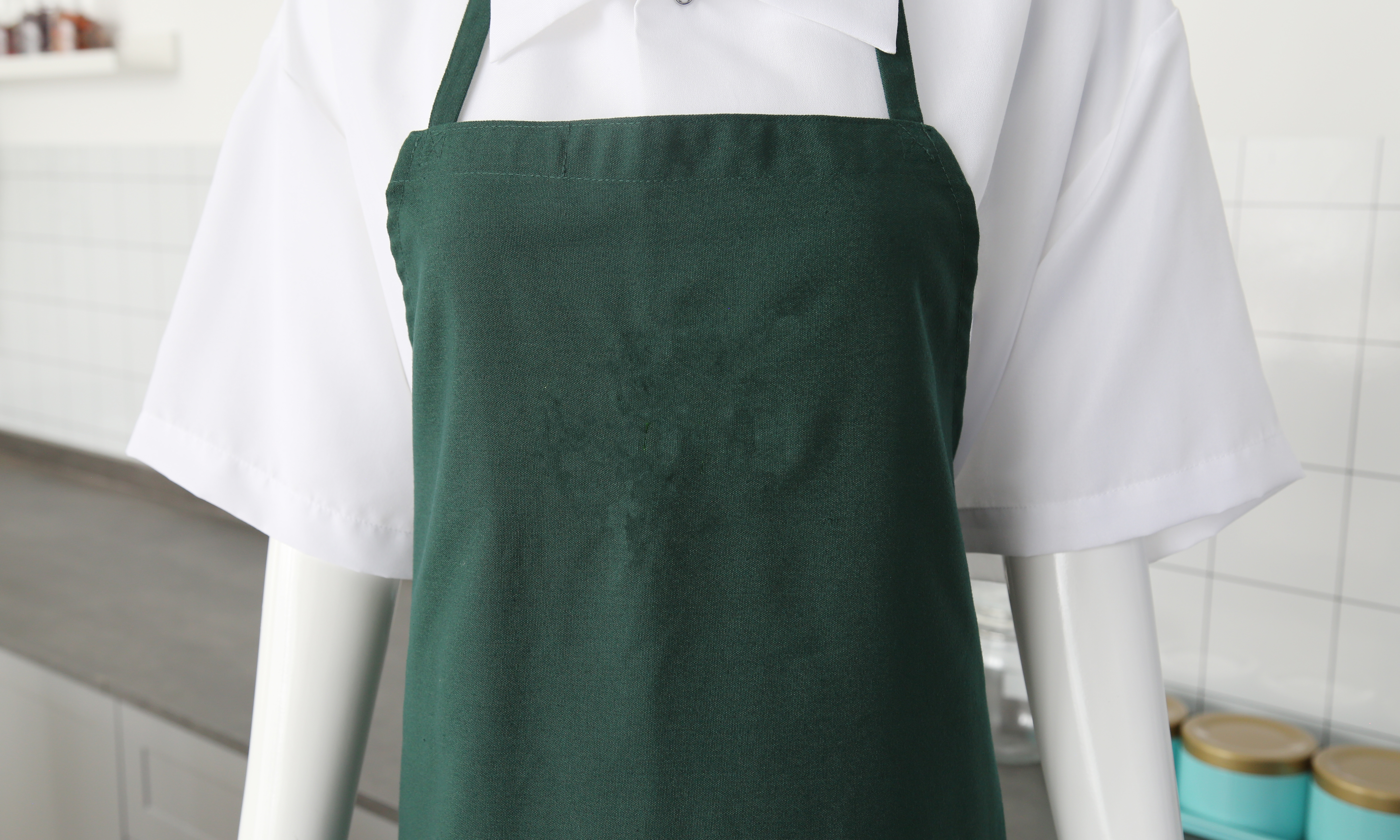 Tablier de bavardage en polyester vert forêt sans poche