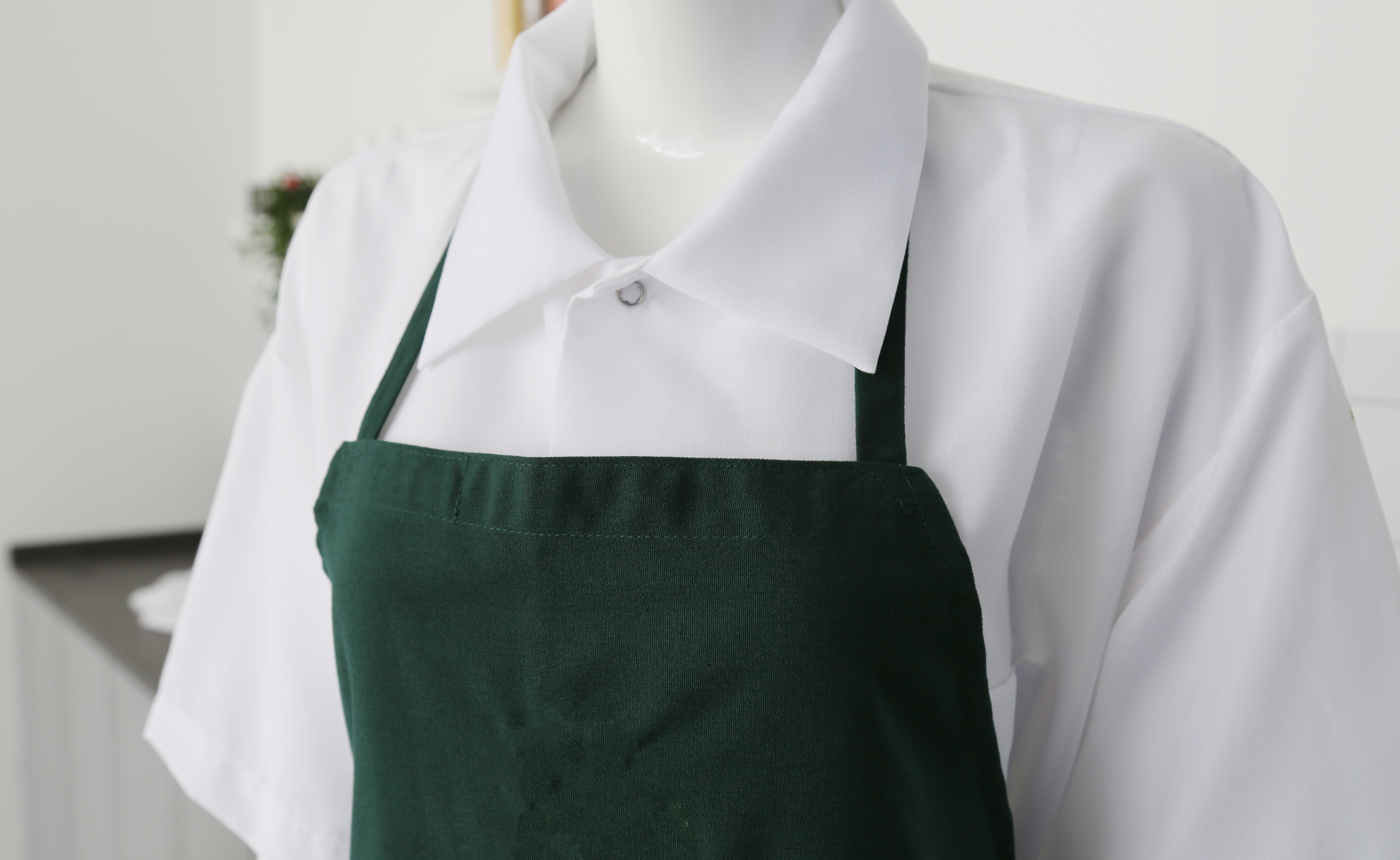 Tablier de bavardage en polyester vert forêt sans poche