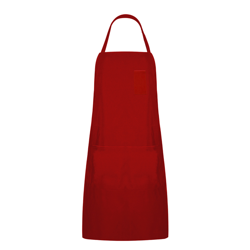 Tablier de bavardage en polyester rouge avec trois poches